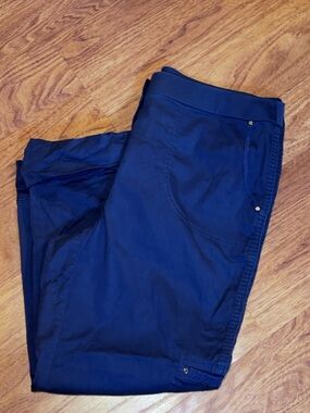 Chico’s  Casual Navy Blue Crop Pants With Roll Cuff